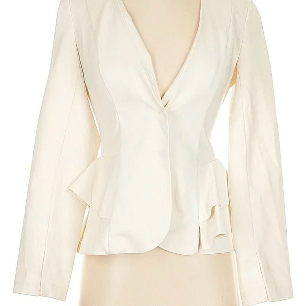 Topshop Cream Tailored Blazer with Peplum Hem
